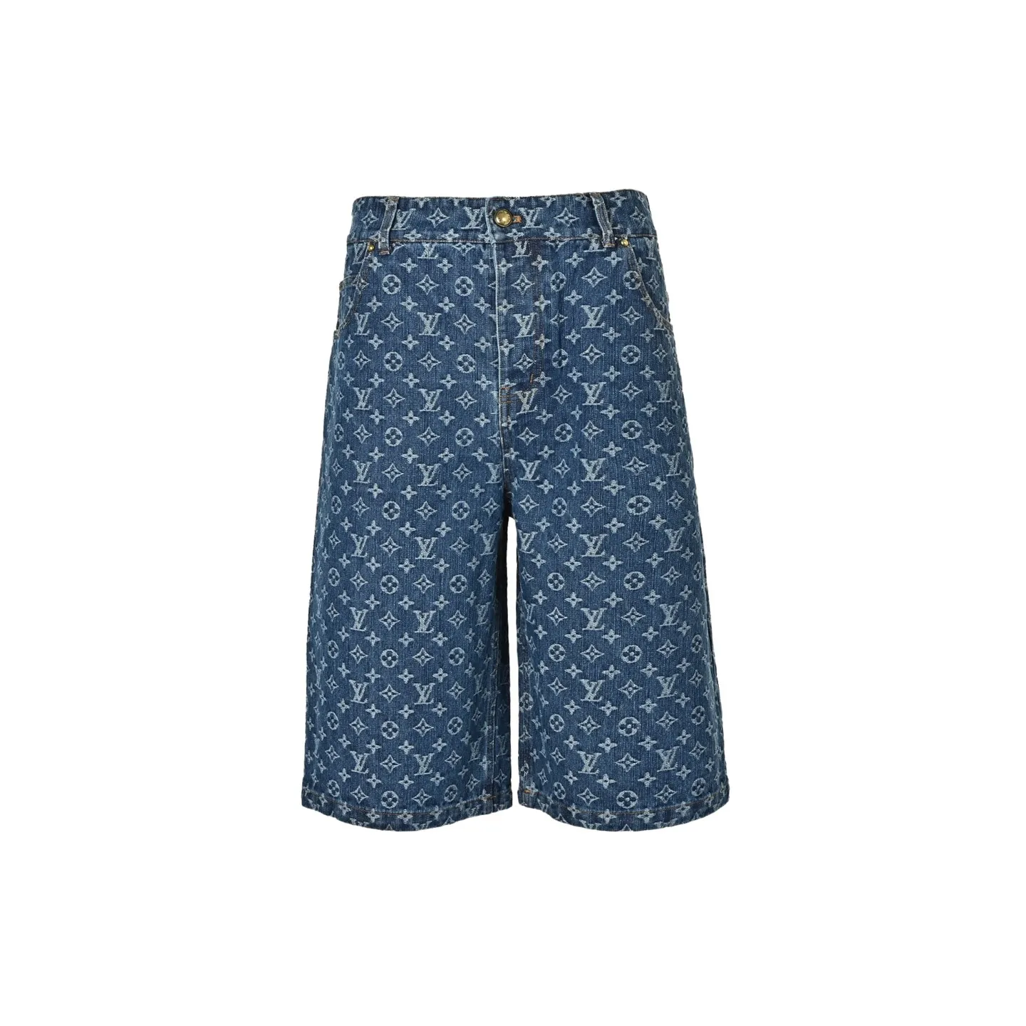 Louis Vuitton/Louis Vuitton all-over presbyopia jacquard suit six-point denim shorts